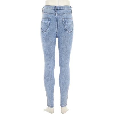 Girls blue heart embroidery Molly jeggings